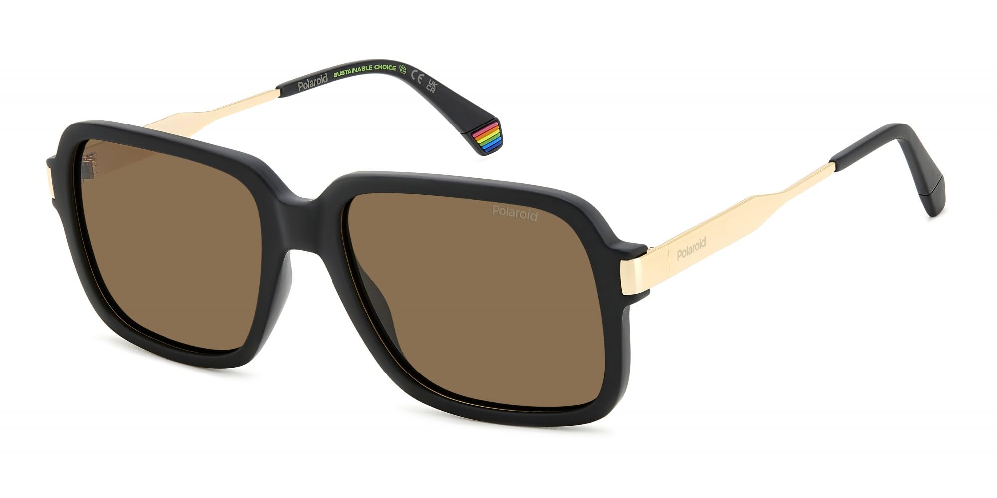 Polaroid Men's Black Matte /Brown Sunglasses - Sunglasses - 56 Mm - Accessories