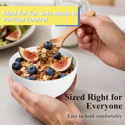 Image of Wheat Straw Small Bowls 10 OZ, Unbreakable Dessert Bowls Set of 6, Microwave & Dishwasher Safe Bowl for Kitchen, Mini Reusable Plastic Bowl for Indoor Outdoor, White