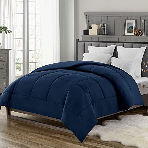 Swift Home Full Comforter - Lightweight & Extra Soft Down Alternative Bedding - All-Season Comfortable Bed Comforter - Wrinkle Fade Stain Resistant - Navy, Full #TOP20