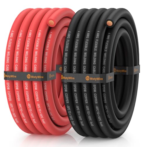 WotyWire 4 Gauge Wire Heavy Duty Battery Cable 15FT Red + 15FT Black