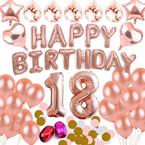 DANXIAN 18 Ans Anniversaire Décorations Or Rose Ballons Décorations Aluminium Happy Birthday Bannière Fournitures de Fête Kit