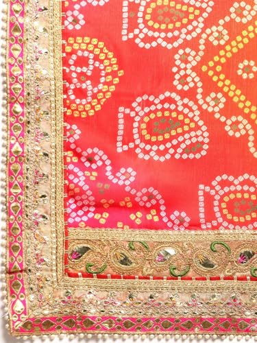 Image of Pandadi Saree Women's Elegance Chiffon Bandhani Saree with Heavy Lehenga Design