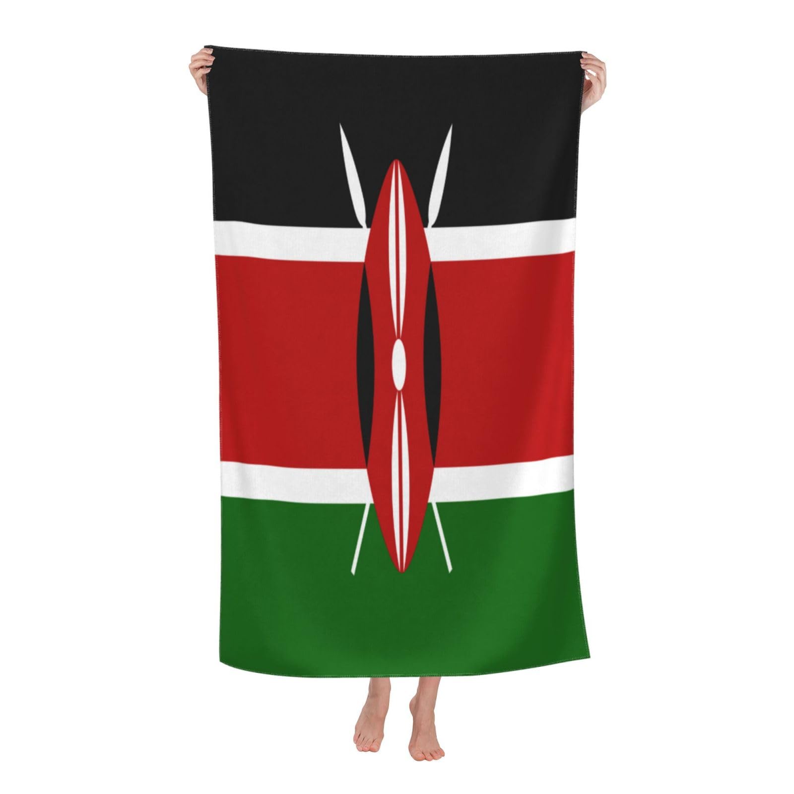 LSRCPD Beach Towels Kenya Flag Camping Bath Swim Swimming For Women Adults 80X130Cm