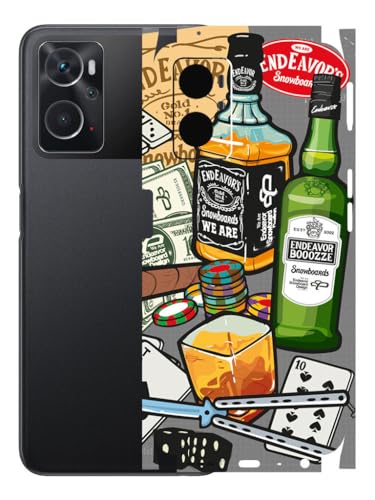 Image of AtOdds - Mobile Back Skin Sticker Wrap Compatible with Oppo K10 (4G) (Coverage - Back+Camera+Sides) (Wine Graffiti)