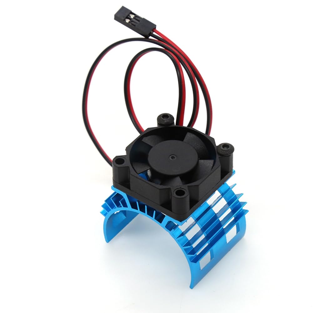 for WLtoys A959-B 144001 124019 RC Car Aluminum Alloy Motor Heatsink Cover with Cooling Fan for 540 550 3650 Motor,1