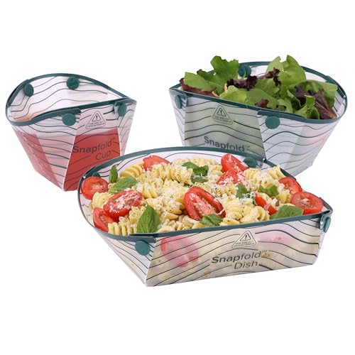 Image of Snapfold Solo Pack 3-Piece Collapsible Tableware Set - Lightweight 4 oz, Leakproof, Compact Camping Gear for Backpacking, Hiking, and Outdoors, Includes Foldable Cup, Bowl, and Dish