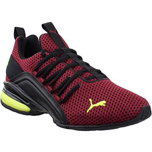 PUMA Men's Axelion Cross-Trainer, Rhubarb Black-Yellow Alert, 13