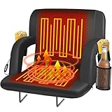 Seeutek Heated Stadium Seats for Bleachers, Portable Stadium Seats with Back Support, USB 3 Levels Bleacher Chairs with Back and Cushion, 5 Pockets Poldable Stadium Chairs for Sports Games, 25in 1PC