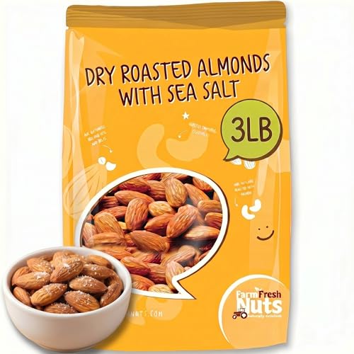 Image of Farm Fresh Nuts Roasted Salted Almonds (3LB) - Dry Roasted, Sea Salt