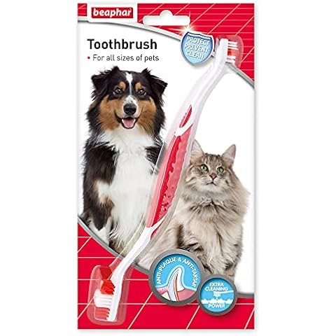 Beaphar | Double-Ended Toothbrush | Dental Care For Dogs & Cats | Targets Hard-to-Reach Areas | Helps Prevent Bad Breath & Combat Plaque | Suitable for all Mouth Sizes Cover