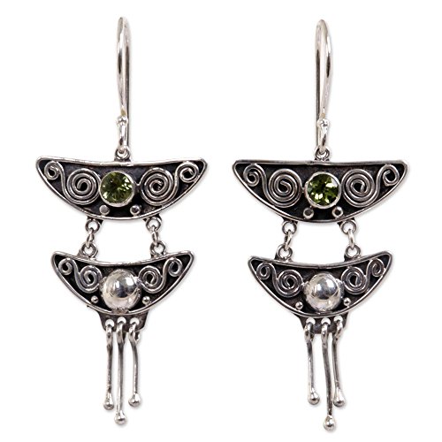 NOVICA .925 Sterling Silver and Peridot Chandelier Earrings 'Summer Moonlight' (.5 cttw)
