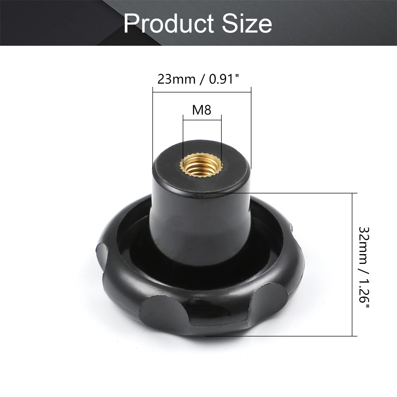 BOZONLI M10 Pomello A Stella, In Plastica Nera, Con Filettatura Femmina, Per Macchine Utensili, 5 Pezzi