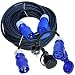 Produktbild Camping Kabel Set 25m Gummiverlängerung/Stromkabel + 2X Adapter CEE 230V H07RN-F 3G2,5 IP44 3x2,5 mm 230V 16A IP44 - Schuko Stecker auf CEE Kupplung + CEE Stecker auf Schutzkontakt Steckdose/Buchse