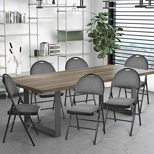Image of Giantex 6-Pcs Folding Chairs Set - Foldable Dining Chairs with Upholstered Seat, Non-Slip Footpads, Commercial Guest Chairs, Pack of 6 Waiting Room Chair for Events Office Wedding Party Kitchen, Grey
