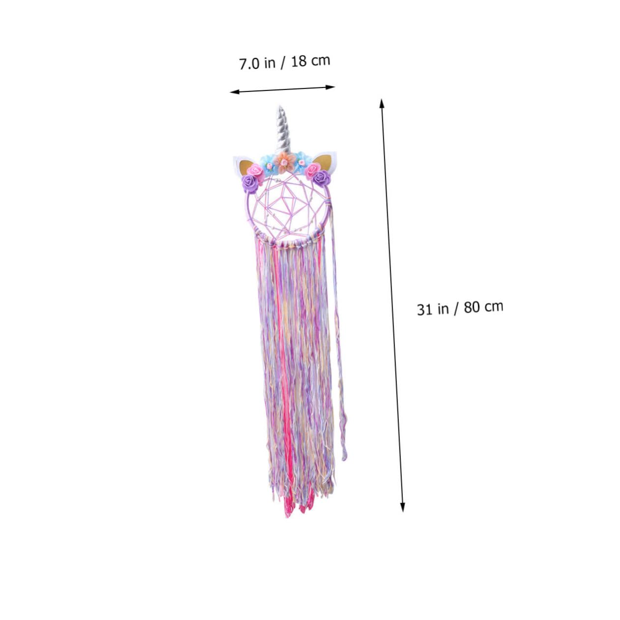 PRETYZOOM Unicorn Design Dream Catcher Pendant Hanging Decoration for Room Pearl Woolen Yarn Material Attractive Home Decor Purple