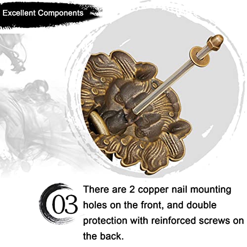 Xouvy Door Knocker Large Antique Bronze Lion Head Door Knockers, Classical Solid Brass Gate Handle Fiercely Lion Pull Rings(Color : S 10Cm 3.93Inch) (M 12Cm 4.72Inch) (S 10Cm/3.93Inch) #TOP5