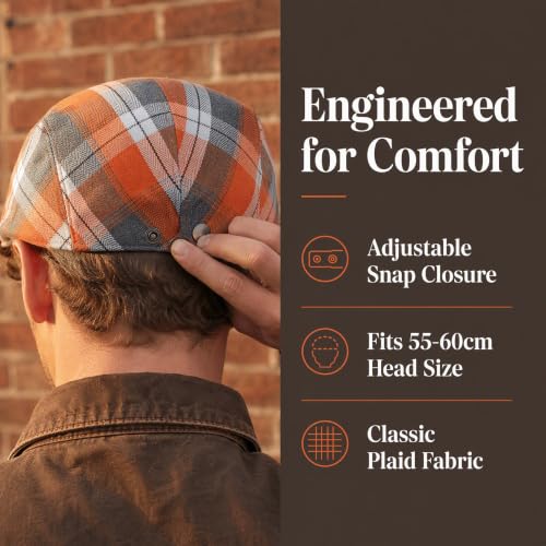 Image of Men's Plaid Striped Newsboy Ivy Flat Driving Golf Cap