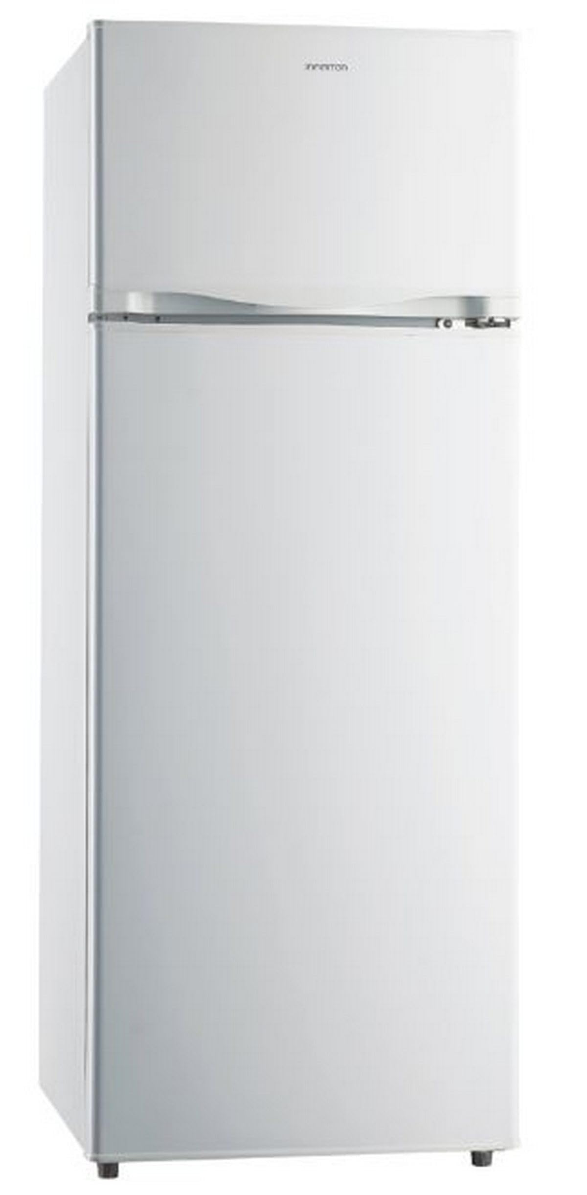 INFINITON Frigorifico Dos Puertas FG-​A145B, 200 Litros, 143 cm de Altura, Defrost, LED Interior, E, Diseño con Tirador Integrado, Ancho 55 cm, Regulación en Altura, Puerta Reversible, Blanco