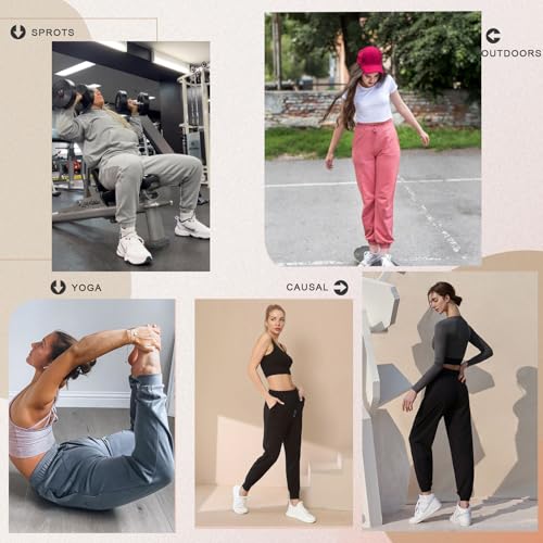 DHSO 3 Pack Sweatpants for Women-Womens Joggers with Pockets Athletic Leggings for Workout Yoga Running Pants Trousers4