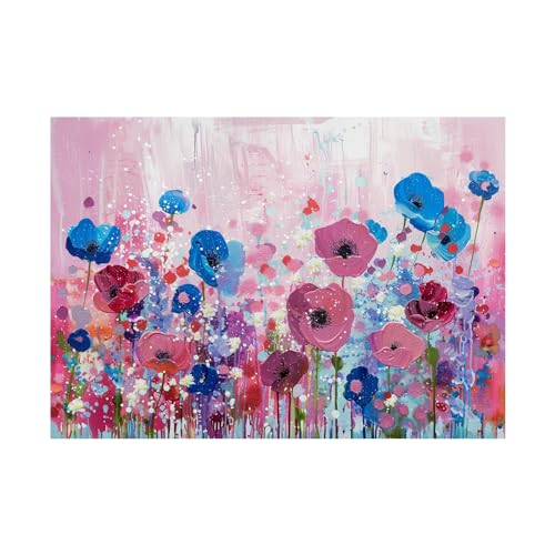 Cuadro abstracto de flores sobre lienzo de 70x100 cm moderno sin marco para salon
