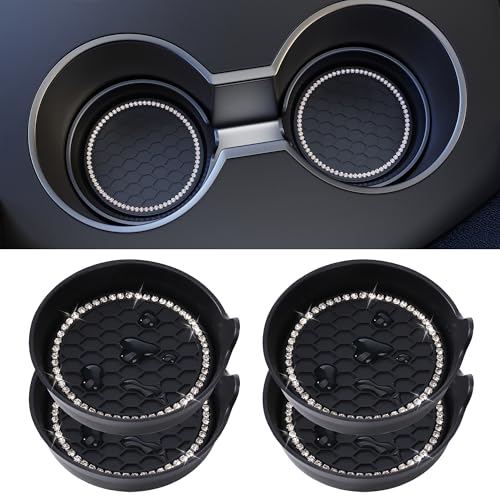 Image of Amooca 4-Pack Car Cup Holder Coaster Bling Crystal Rhinestone Car Interior