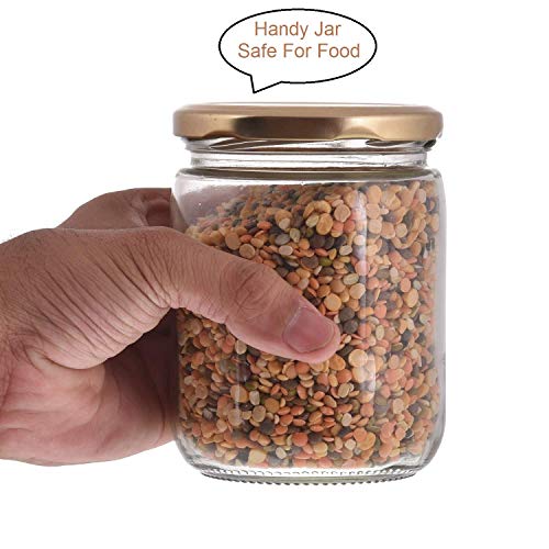 Image of Glassbunny Kitchen Storage Glass Jar For Kitchen With Air Tight Golden Cap, 500ml Glass Jar with Rust Proof Lid, Suitable to use in Your Home Office, Kitchen Storage Pack of 3