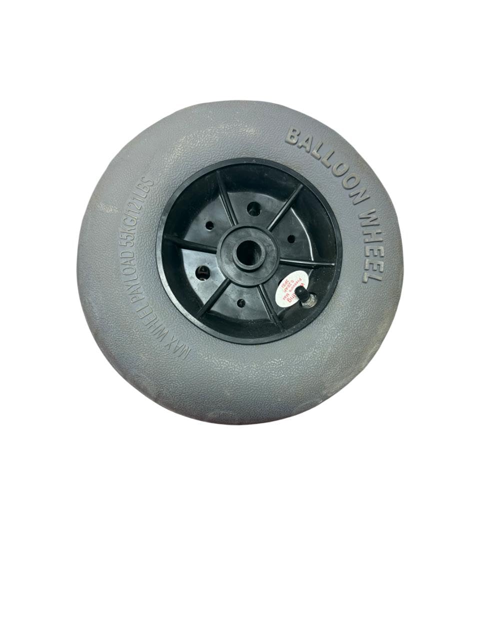 Balloon Wheel, Ruota Pneumatica in Gomma Grigia con Cerchio in Plastica Nera, per Carrelli da Spiaggia e Giardino