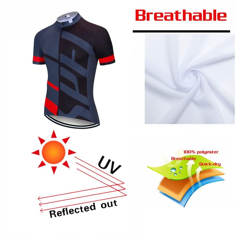 VeloZenith Abbigliamento Ciclismo da Uomo Estiva,Maglia Manica Corta Con 3 Tasche+3D Gel Pantaloncini,Traspirante Sportivo Ciclismo Moda Set per Mountain Bike Tuta MTB