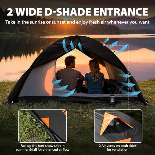 Carpa para Camping GEERTOP 2 Personas con Oscurecimiento, Impermeable, para 4 Temporadas, Fácil Montaje miniatura 7