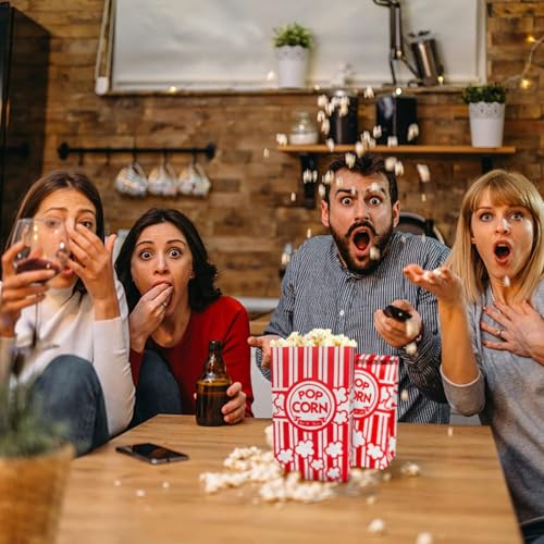 Image of Flat Bottom Popcorn Bags, 2 oz Paper Popcorn Bags for Family Movie Night Baseball Themed Carnival Christmas Birthday Party (200Pcs) (Pack of 2)