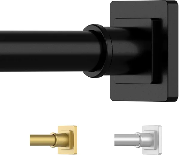 UIOSANRT Shower Curtain Rod Adjustable 31-79", Anti-Rust Shower Rod & Spring Tension Shower Rod No Drill, Black Shower Curtain Rod for Bathroom Tension Rod