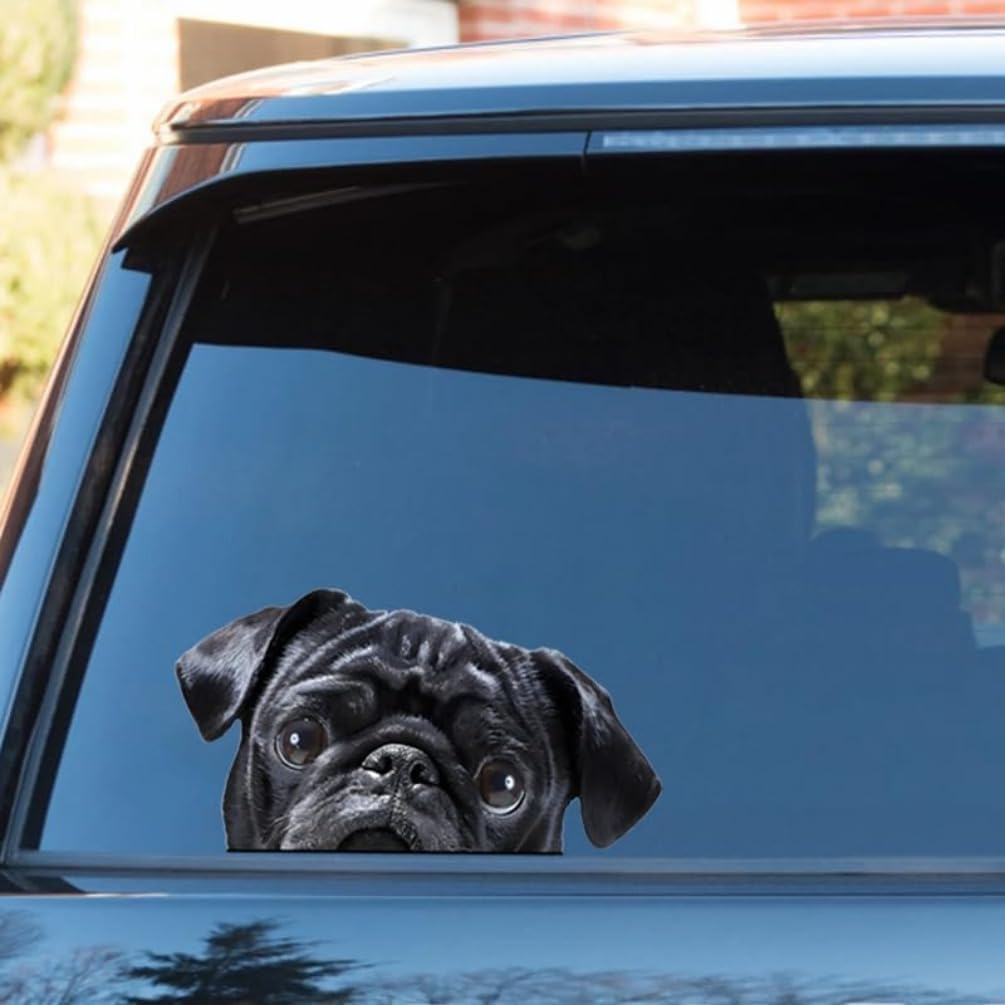 2pcs Black Pug Vinyl Decal 5.91"x3.15", Cute Wrinkled Dog Sticker for Rear Windshield, Bumper, RV, Laptop, Expressive Pet Decor |#DK179 - Image 5