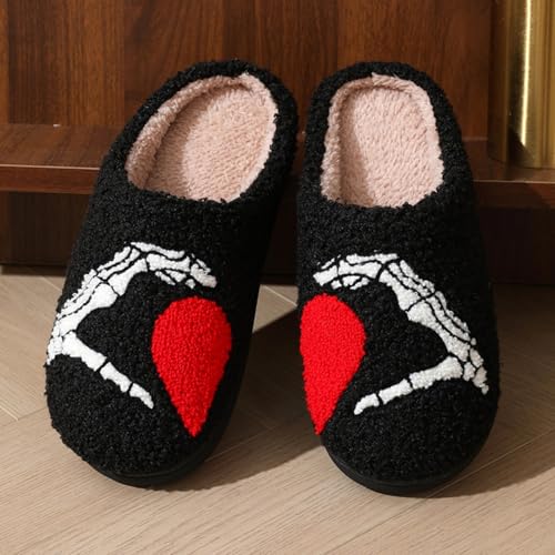 Halloween Spooky Ghost Pattern Cotton Slippers,Y2K Plush Warm Slippers Cozy Warm Plush Slip-On House Indoor and Outdoor Shoes2