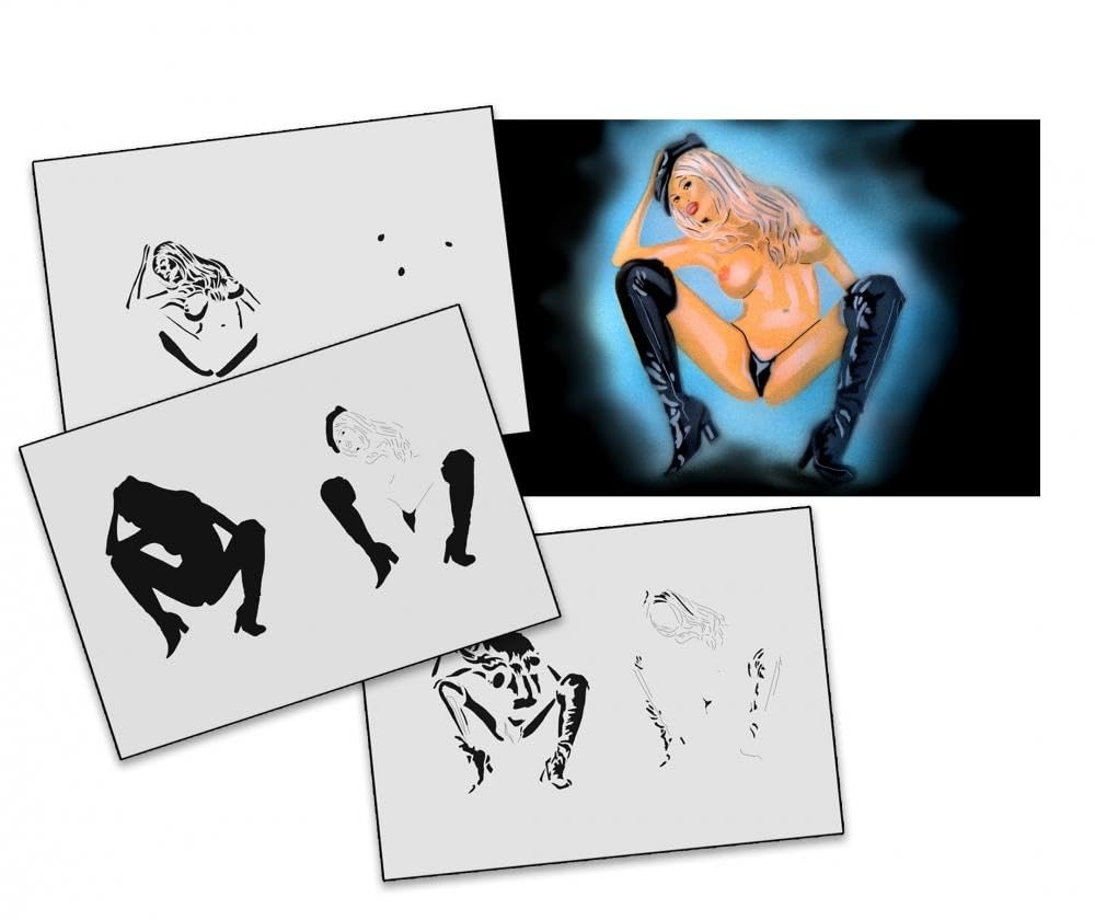 (Medium) - Step by Step Airbrush Stencil Template AS-130 M ca. 13cm x 10cm
