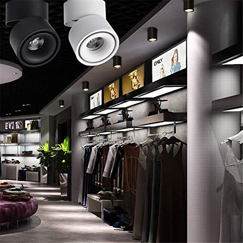 Image of LED Ceiling Spotlight-Indoor 360Adjustable Surface Mounted 10W COB Ceiling Downlight-Wall Lamp for Picture Background Wall Display Lighting(Black,4000K Natural Light)