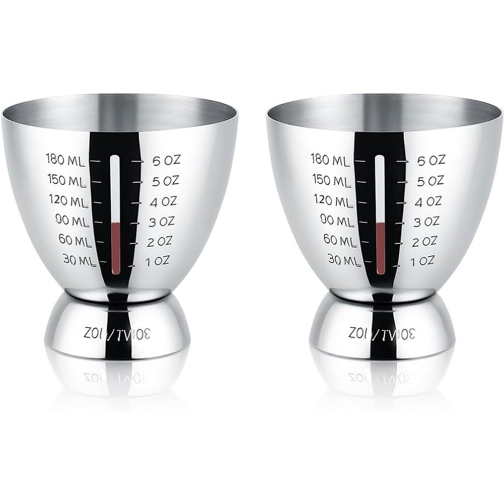 Hndhbfgrt Cocktail Measuring Jigger with Graduated Marks, Stainless Steel Shot Measure Cups(1 Oz-6 Oz), Pack of 2 for Bartending
