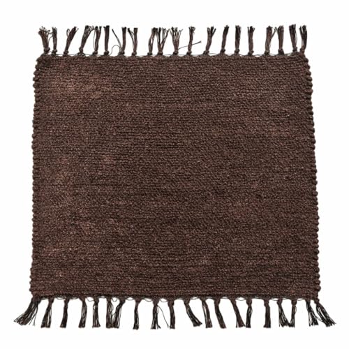 Image of Pooja Pure Cotton Hand Knitted Reversible Aasan Mat (Brown, 19 inchx19 inch | 48x48cm)