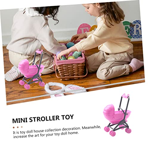 WESIEVYA Miniatur Puppenwagen Babywagen aus Robustem Detailgetreues Cartoon Design Geeignet für Puppenhaus Mädchen Langlebig und Realistisch für Rollenspiele – Bild 7