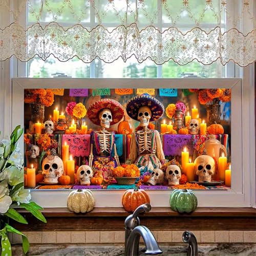 Vinilo Decorativo HOMETITUTE Día de Muertos 39.3 x 17.7 pulgadas miniatura 6