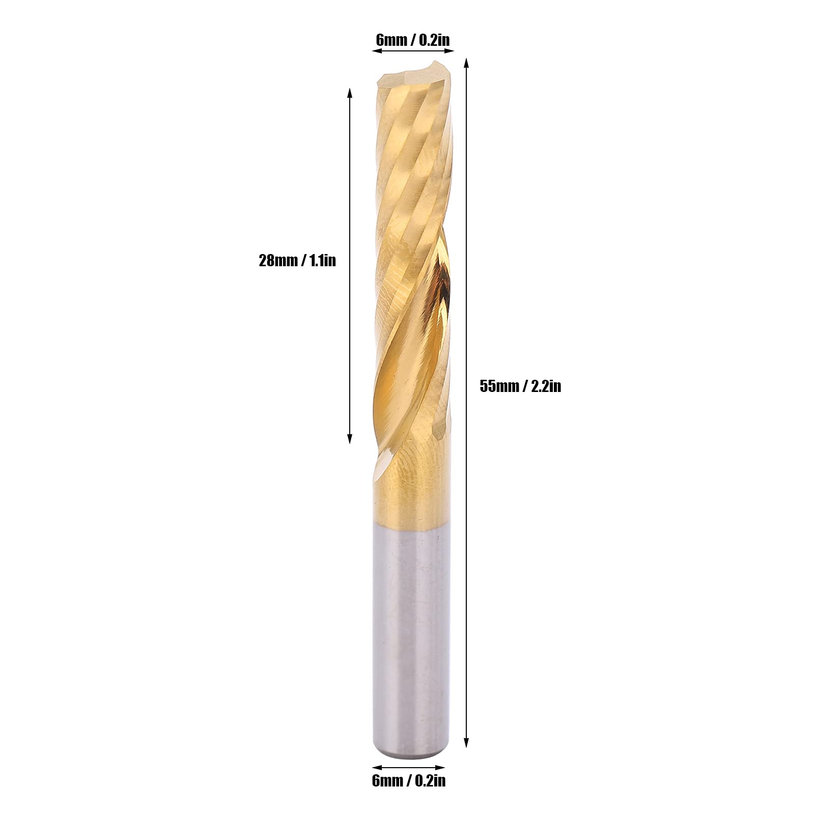 NDNCZDHC 5PCS Spiral Router Bit 6 X 28 X 55mm CNC Router Bits High Speed Steel Milling Cutter Easy to Install