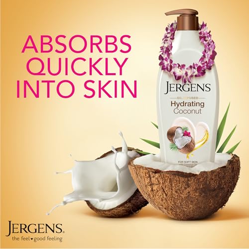 Jergens Hydrating Coconut Body Lotion, Hand and Body Moisturizer, Infused with Coconut Oil, Hydrates Dry Skin Instantly, Dermatologist Tested, 16.8 oz - Image 3