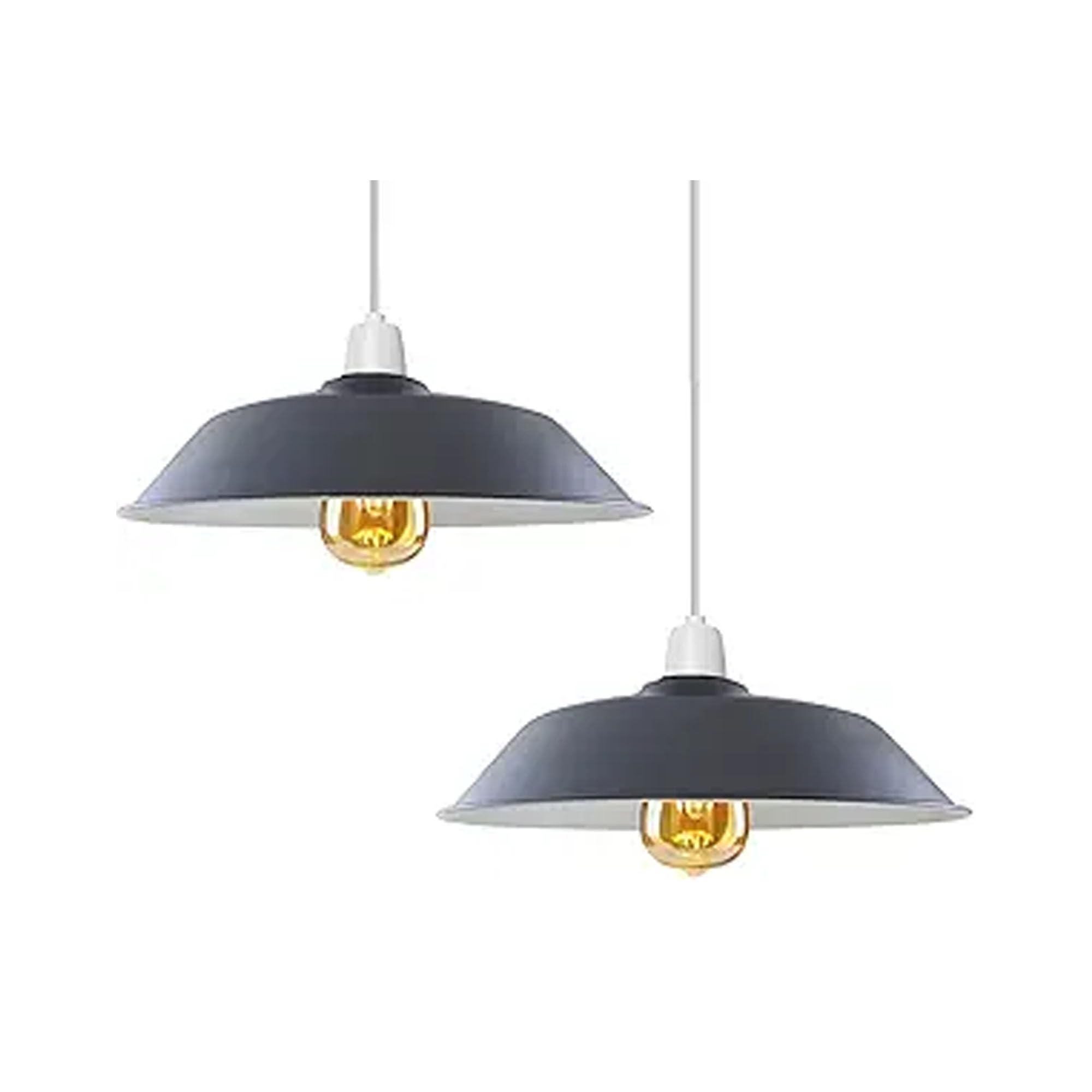 LEDSone 2 Pack 36cm Grey Easy Fit Metal Pendant Lampshade — image 1