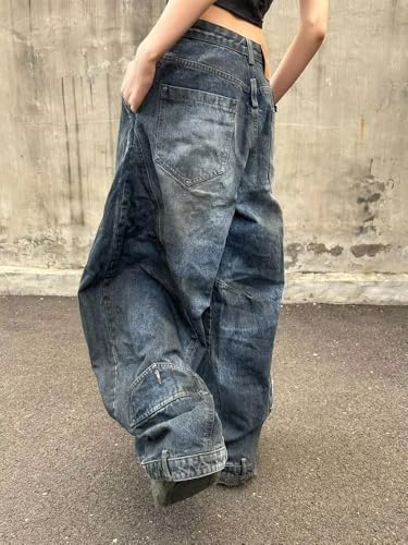 Unisex High Waist Straight Y2k Baggy Jeans for Men Women Vintage Gothic Leg Drawstring Scrawl Denim Pants4