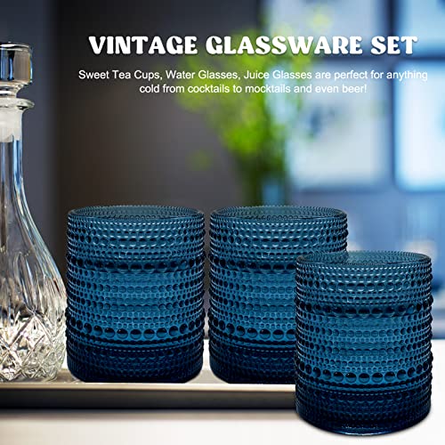 Upzai 12Oz Vintage Drinking Glasses Set Of 4, Kitchen Glassware Old Fashioned Glass Cups thumb #2