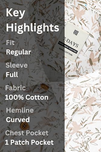 Image of 7-DAYS Men's Premium Printed Shirt - 100% Cotton, Regular Fit, Full Sleeve, with Pocket - Versatile for Formal Occasions and Casual Wear