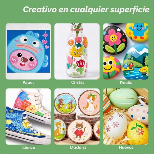 Miniatura 5 de Nicpro 24 Colores Rotuladores Acrilicos Punta Pincel, Base Agua, Resistentes Al Agua Y Con Control Automático De Tinta, Ideales Para Manualidades Y Trabajos Manuales, Piedra, Madera, Vidrio Y Tela