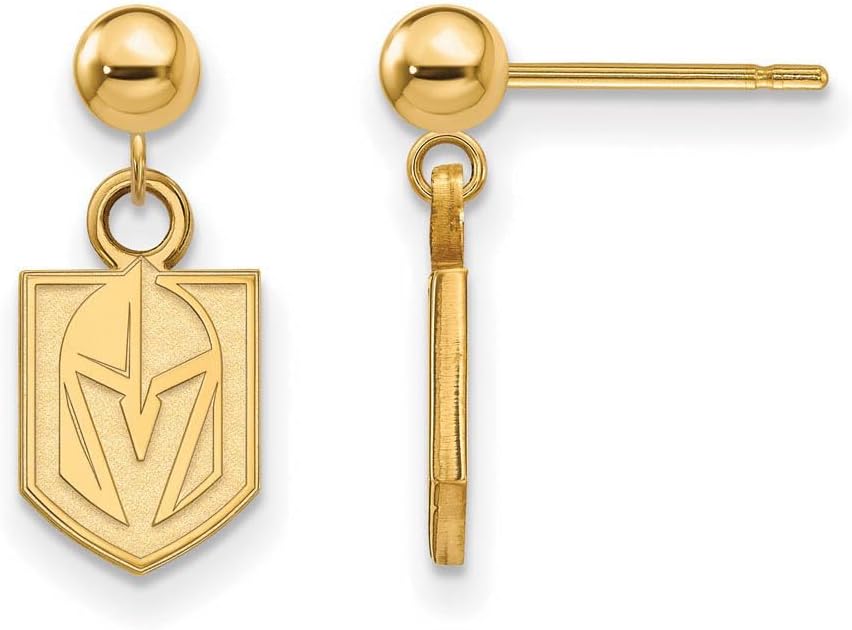 LogoArt Sterling Silver 14k Yellow Gold Plated NHL Vegas Golden Knights Dangle Ball Earrings