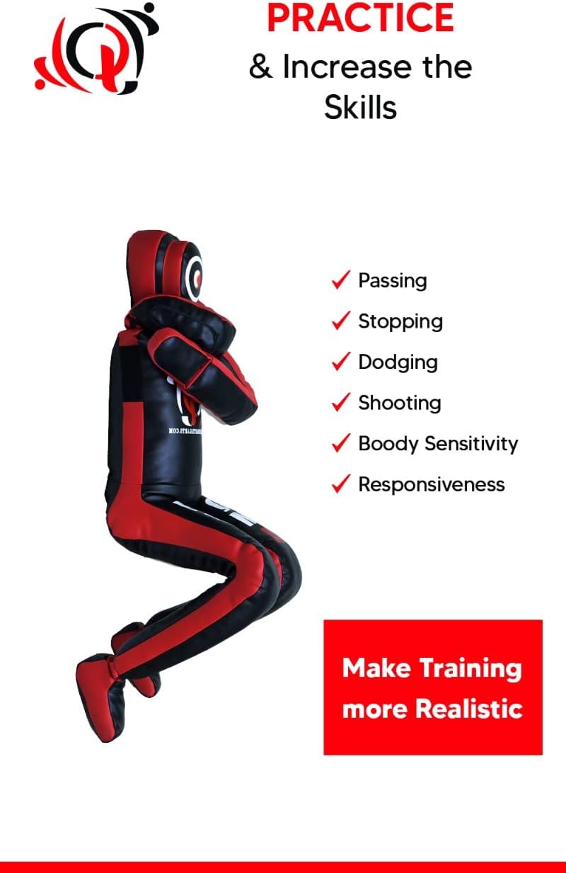 Brazilian MMA Grappling Dummy in Sitting Position, Training Equipment for Home, Gym, Kickboxing, Wrestling, Judo, Martial Arts, Karate, Jiu Jitsu, Boxing, Fighting | Unfilled, Syn Leather, Black | : Sports & Outdoors