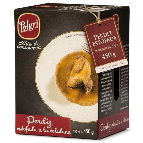 POLGRI Perdiz Estofada Toledana Conserva de Caza Comida Gourmet 450 g Lata Oval Estuchada Plato Preparado Receta Espanola Tradicional Ave Selecta Delicatessen Premium Cocina Castilla Toledo Lista
