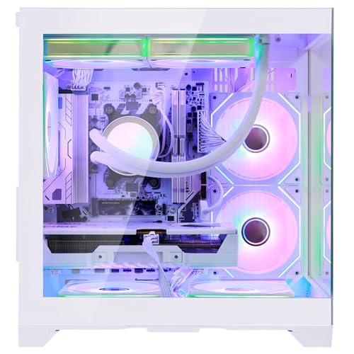Image of Panorama Gaming PC Desktop AMD Ryzen 5 9600X 6-Core 3.9GHz, Radeon RX 9060 XT 16GB, 32GB DDR5 RAM 6000MHz,1TB PCIe SSD, WiFi&BT Prebuilt PC 650W PSU,Liquid Cooler,Windows 11,